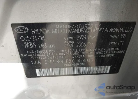 2019 Hyundai Elantra Sel from USA, damaged, VIN 5NPD84LF8KH424033